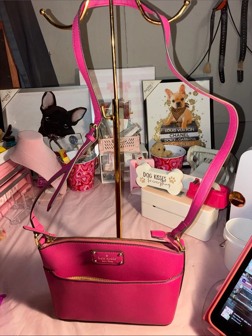Kate Spade Hot Pink Crossbody with Gold Hardware